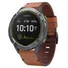 For Garmin Enduro 26mm Leather Steel Buckle Watch Band(Brown) - 1