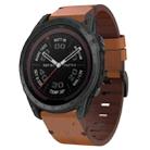 For Garmin Tactix 7 Pro 26mm Leather Steel Buckle Watch Band(Brown) - 1