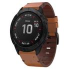 For Garmin Fenix 6X Sapphire 26mm Leather Steel Buckle Watch Band(Brown) - 1