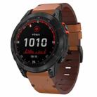 For Garmin Fenix 7 Solar 22mm Leather Steel Buckle Watch Band(Brown) - 1