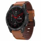 For Garmin EPIX Gen 2 22mm Leather Steel Buckle Watch Band(Brown) - 1