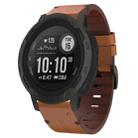 For Garmin Instinct 2 22mm Leather Steel Buckle Watch Band(Brown) - 1