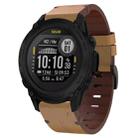 For Garmin Descent G1 22mm Leather Steel Buckle Watch Band (Light Brown) - 1