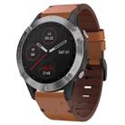 For Garmin Fenix 6 GPS 22mm Leather Steel Buckle Watch Band(Brown) - 1