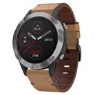 For Garmin Fenix 6 GPS 22mm Leather Steel Buckle Watch Band (Light Brown) - 1