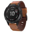 For Garmin Fenix 6 Pro GPS 22mm Leather Steel Buckle Watch Band(Brown) - 1