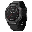 For Garmin Fenix 6 Sapphire GPS 22mm Leather Steel Buckle Watch Band(Black) - 1