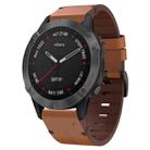 For Garmin Fenix 6 Sapphire GPS 22mm Leather Steel Buckle Watch Band(Brown) - 1