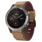 For Garmin Fenix 5 22mm Leather Steel Buckle Watch Band (Light Brown) - 1