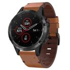 For Garmin Fenix 5 Plus 22mm Leather Steel Buckle Watch Band(Brown) - 1