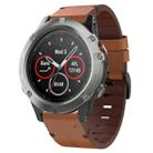 For Garmin Quatix 5 22mm Leather Steel Buckle Watch Band(Brown) - 1