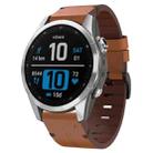 For Garmin Fenix 7S 20mm Leather Steel Buckle Watch Band(Brown) - 1