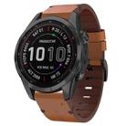 For Garmin Fenix 7S Sapphire Solar 20mm Leather Steel Buckle Watch Band(Brown) - 1