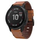 For Garmin Fenix 6S Pro 20mm Leather Steel Buckle Watch Band(Brown) - 1