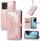 For Motorola Moto G72 Mandala Flower Embossed Leather Phone Case(Rose Gold) - 1