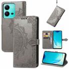 For vivo V25 Mandala Flower Embossed Leather Phone Case(Gray) - 1