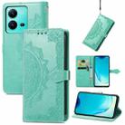 For vivo V25 Mandala Flower Embossed Leather Phone Case(Green) - 1