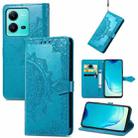 For vivo V25 Mandala Flower Embossed Leather Phone Case(Blue) - 1