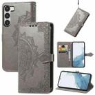 For Samsung Galaxy S23 Plus 5G Mandala Flower Embossed Leather Phone Case(Gray) - 1