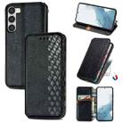 For Samsung Galaxy S23 5G Cubic Grid Pressed Magnetic Leather Phone Case(Black) - 1