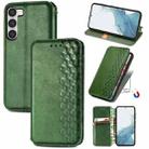 For Samsung Galaxy S23 5G Cubic Grid Pressed Magnetic Leather Phone Case(Green) - 1