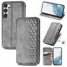 For Samsung Galaxy S23 5G Cubic Grid Pressed Magnetic Leather Phone Case(Gray) - 1