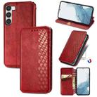For Samsung Galaxy S23 5G Cubic Grid Pressed Magnetic Leather Phone Case(Red) - 1
