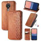 For Nokia C21 Cubic Grid Pressed Magnetic Leather Phone Case(Brown) - 1