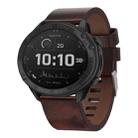 For Garmin Tactix Delta 26mm Leather Steel Buckle Watch Band(Brown) - 1