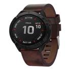 For Garmin Fenix 6X 26mm Leather Steel Buckle Watch Band(Brown) - 1