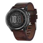 For Garmin Fenix 3 26mm Leather Steel Buckle Watch Band(Brown) - 1