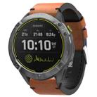 For Garmin Enduro 26mm Leather Suture Steel Buckle Watch Band(Brown) - 1