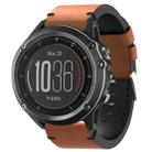 For Garmin Fenix 3 HR 26mm Leather Suture Steel Buckle Watch Band(Brown) - 1
