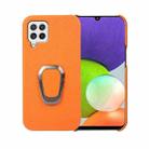 For Samsung Galaxy A22 4G Ring Holder Litchi Texture Genuine Leather Phone Case(Yellow) - 1