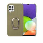 For Samsung Galaxy A22 4G Ring Holder Litchi Texture Genuine Leather Phone Case(Green) - 1