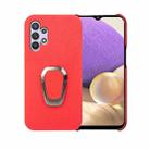 For Samsung Galaxy A32 5G Ring Holder Litchi Texture Genuine Leather Phone Case(Red) - 1