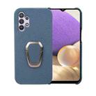 For Samsung Galaxy A32 5G Ring Holder Litchi Texture Genuine Leather Phone Case(Blue) - 1