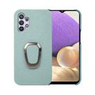 For Samsung Galaxy A32 5G Ring Holder Litchi Texture Genuine Leather Phone Case(Cyan) - 1