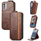 For Nokia G60 Splicing Wallet Card Holder Vertical Flip Leather Phone Case(Brown) - 1