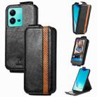 For vivo V25 Splicing Wallet Card Holder Vertical Flip Leather Phone Case(Black) - 1