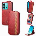 For vivo V25 Splicing Wallet Card Holder Vertical Flip Leather Phone Case(Red) - 1