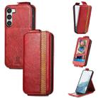 For Samsung Galaxy S23 5G Splicing Wallet Card Holder Vertical Flip Leather Phone Case(Red) - 1