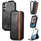 For Samsung Galaxy S23+ 5G Splicing Wallet Card Holder Vertical Flip Leather Phone Case(Black) - 1