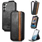 For Samsung Galaxy S23 Ultra 5G Splicing Wallet Card Holder Vertical Flip Leather Phone Case(Black) - 1