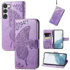For Samsung Galaxy S23 5G Butterfly Love Flower Embossed Leather Phone Case(Lavender) - 1