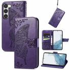 For Samsung Galaxy S23 5G Butterfly Love Flower Embossed Leather Phone Case(Purple) - 1