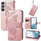 For Samsung Galaxy S23+ 5G Butterfly Love Flower Embossed Leather Phone Case(Rose Gold) - 1