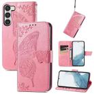 For Samsung Galaxy S23 Ultra 5G Butterfly Love Flower Embossed Leather Phone Case(Pink) - 1