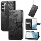 For Samsung Galaxy S23 Ultra 5G Butterfly Love Flower Embossed Leather Phone Case(Black) - 1