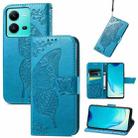For vivo V25 Butterfly Love Flower Embossed Leather Phone Case(Blue) - 1